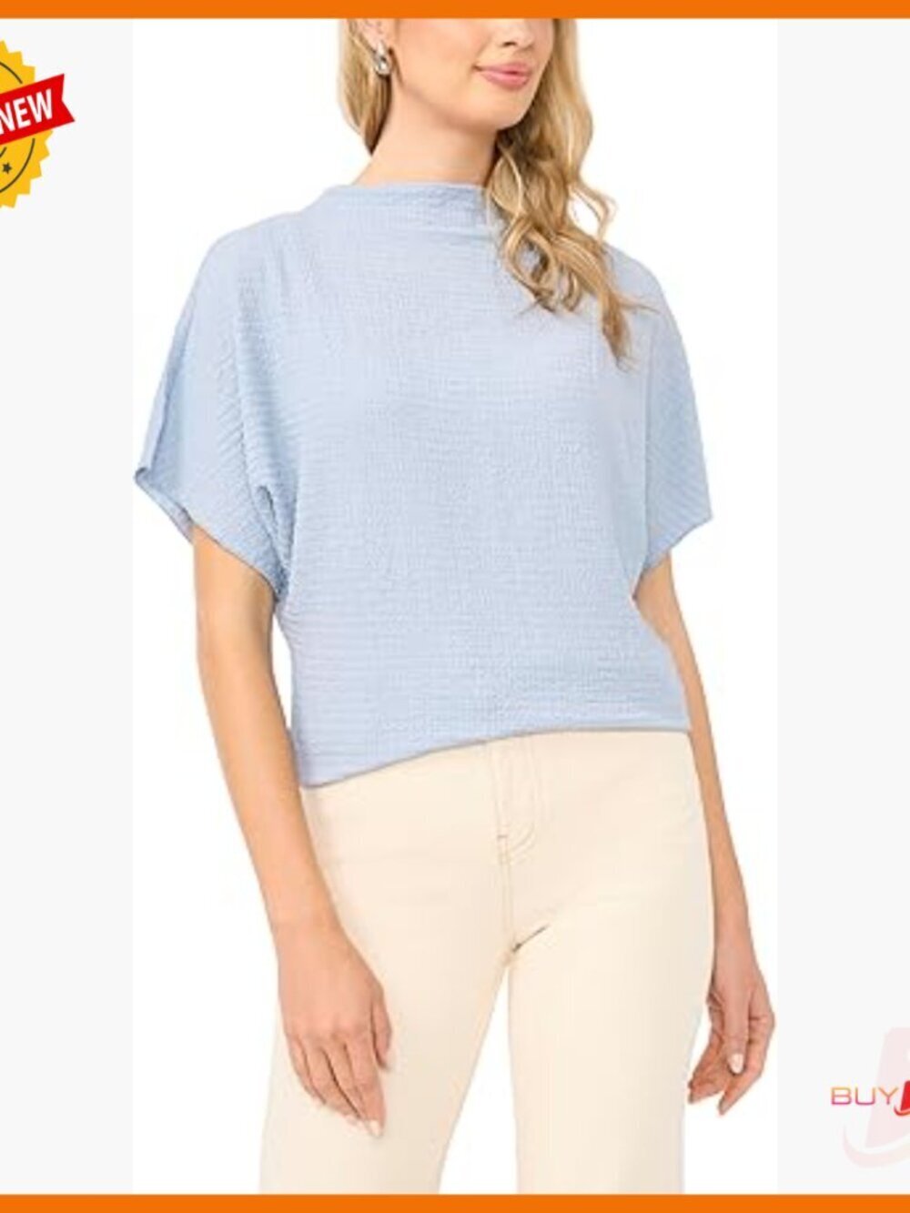 Flutter Sleeve Cowl Neck Boxy Top Polyester Blouse Regular Fit